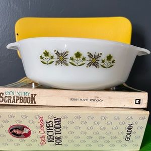 Vintage Fire King Meadow Green Casserole dish